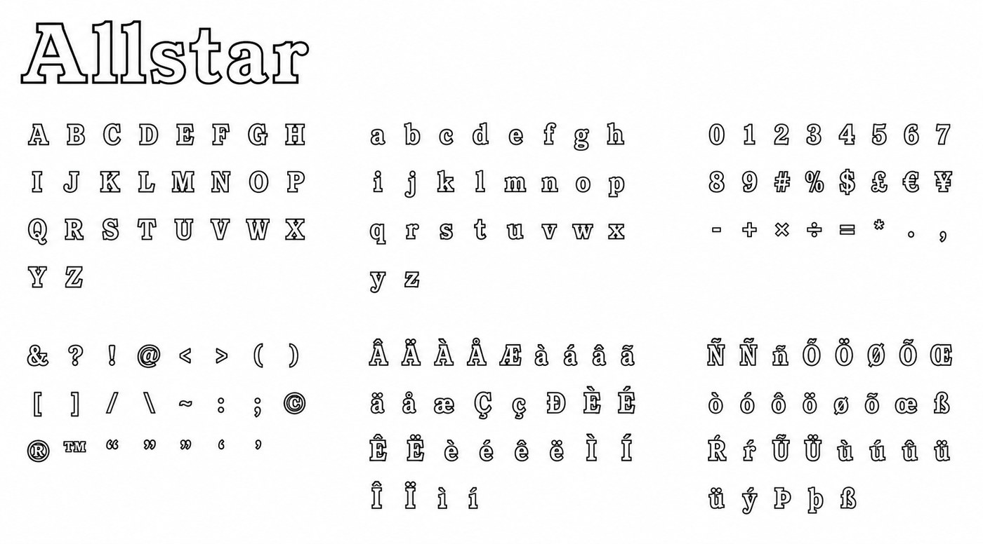 Alphabet complet de la typographie Allstar