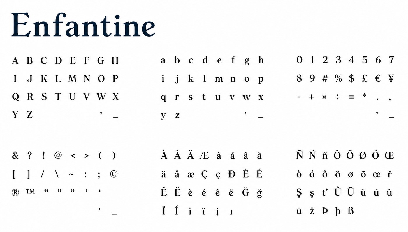 Alphabet complet de la typographie Enfantine